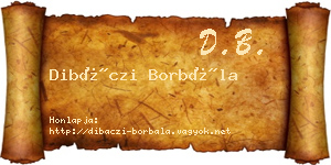 Dibáczi Borbála névjegykártya